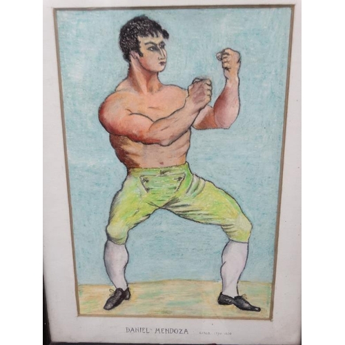 136 - Bare Knuckle Boxing : 8 hand drawn pugilist portraits Andrew McAllister  Tom Cribb (pastel , details... 