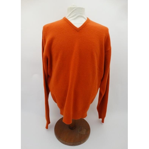 157 - Laksen orange jumper, 65% merino, 27% nylon, 5% cashmere and 3% spandex, size 2XL