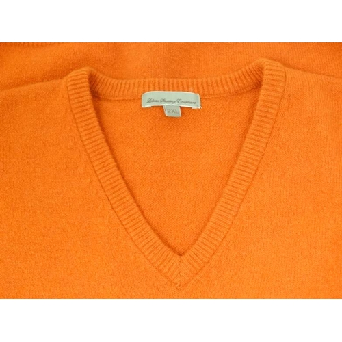 157 - Laksen orange jumper, 65% merino, 27% nylon, 5% cashmere and 3% spandex, size 2XL