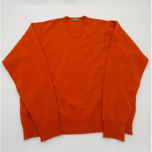 157 - Laksen orange jumper, 65% merino, 27% nylon, 5% cashmere and 3% spandex, size 2XL