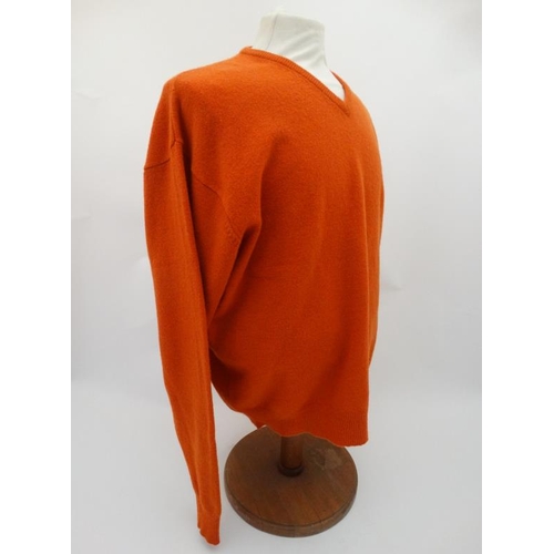 157 - Laksen orange jumper, 65% merino, 27% nylon, 5% cashmere and 3% spandex, size 2XL