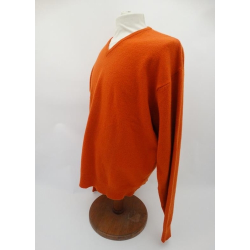 157 - Laksen orange jumper, 65% merino, 27% nylon, 5% cashmere and 3% spandex, size 2XL