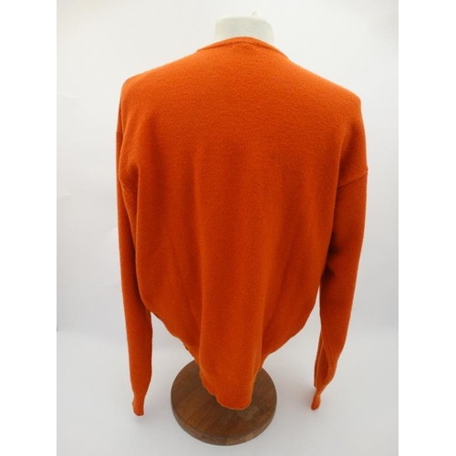 157 - Laksen orange jumper, 65% merino, 27% nylon, 5% cashmere and 3% spandex, size 2XL