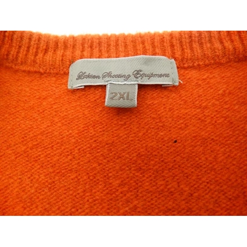 157 - Laksen orange jumper, 65% merino, 27% nylon, 5% cashmere and 3% spandex, size 2XL