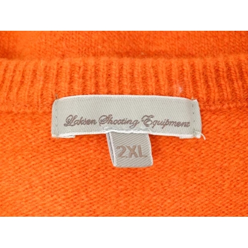 157 - Laksen orange jumper, 65% merino, 27% nylon, 5% cashmere and 3% spandex, size 2XL