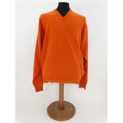 157 - Laksen orange jumper, 65% merino, 27% nylon, 5% cashmere and 3% spandex, size 2XL