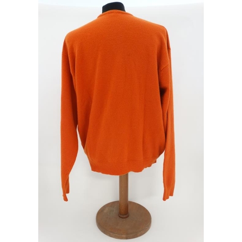 157 - Laksen orange jumper, 65% merino, 27% nylon, 5% cashmere and 3% spandex, size 2XL