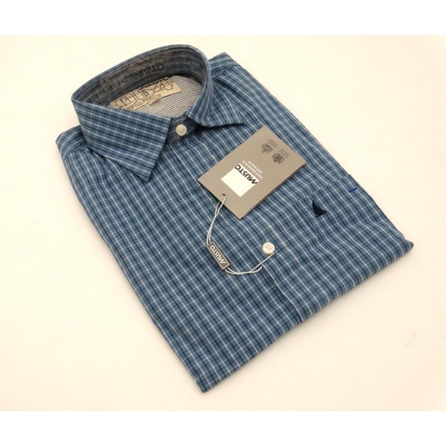 186 - Musto Regular Casual Shirt in blue with navy and white check , size S.