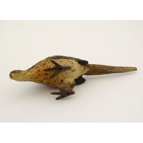 209 - A cold painted bronze model of a hen pheasant. Late 20thC.  3 1/4'' long