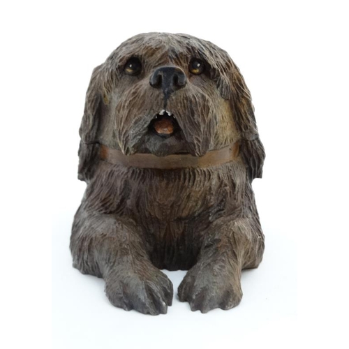 239 - A 21stC hand painted cast bronze novelty inkwell in the form of a Shaggy Dog 4 3/4'' high