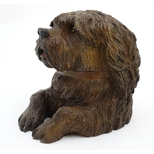 239 - A 21stC hand painted cast bronze novelty inkwell in the form of a Shaggy Dog 4 3/4'' high