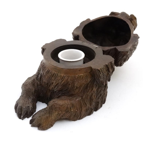 239 - A 21stC hand painted cast bronze novelty inkwell in the form of a Shaggy Dog 4 3/4'' high