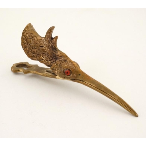 256 - A paper clip / letter clip formed as the head of a bird. 21stC  5 1/2'' long