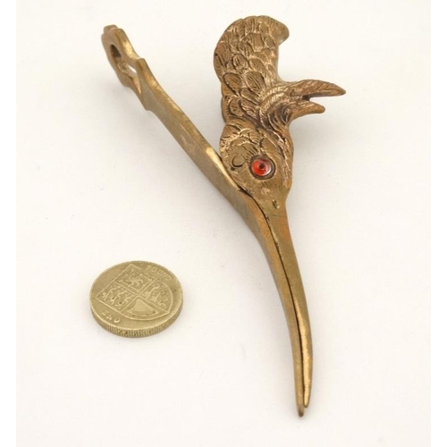 256 - A paper clip / letter clip formed as the head of a bird. 21stC  5 1/2'' long