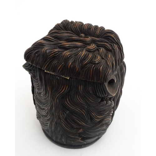 268 - Black Forest : a 20thC tobacco Jar in the form of a shaggy dog with glass eyes , 7 1/4'' high