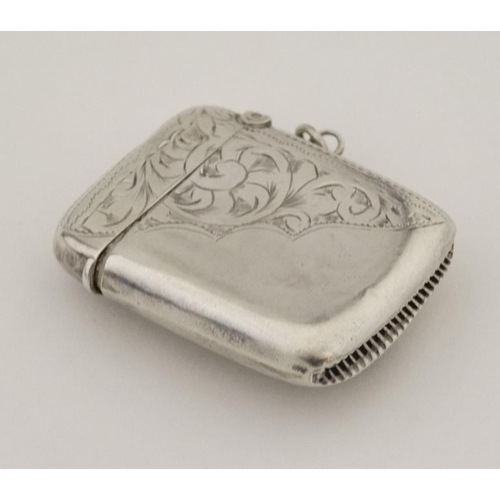 278 - A hallmarked silver vesta case with later applied 21stC ceramic cabochon depicting image of a pug do... 