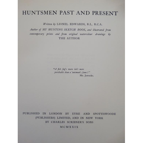 29 - Hunting Books: '' Reminiscences of a Sporting Artist '' by Lionel Edwards, published by Putnam & Co ... 