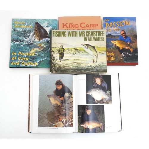 37 - Fishing books: A collection of 5 books on fishing , to include; '' Fishing with Mr Crabtree in all w... 