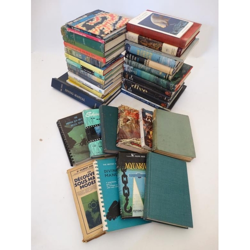 40 - Books: A large collection of Diving books to include: '' The Lost Land '' by John Dunbar, '' Ministr... 