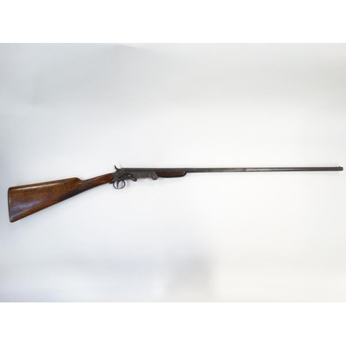 525 - Shotgun : A Belgian .410 folding single barrel Sidelever Hammergun , having a half octagonal barrel ... 