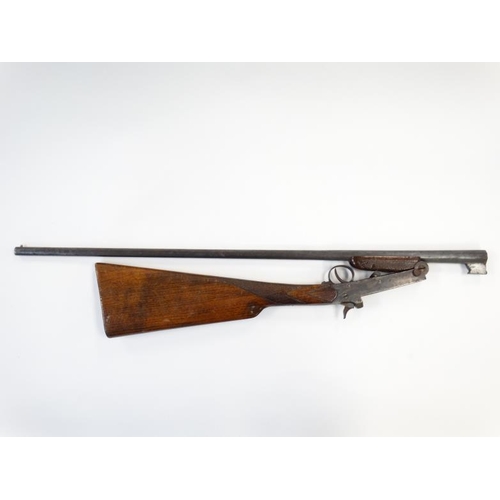 525 - Shotgun : A Belgian .410 folding single barrel Sidelever Hammergun , having a half octagonal barrel ... 