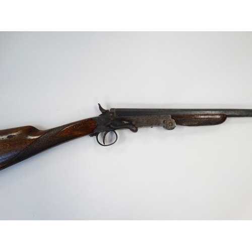 525 - Shotgun : A Belgian .410 folding single barrel Sidelever Hammergun , having a half octagonal barrel ... 