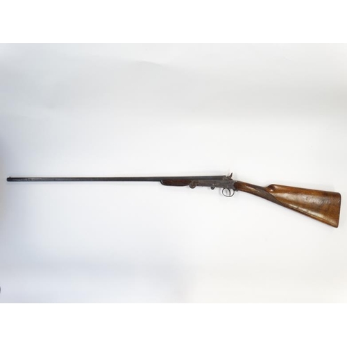 525 - Shotgun : A Belgian .410 folding single barrel Sidelever Hammergun , having a half octagonal barrel ... 