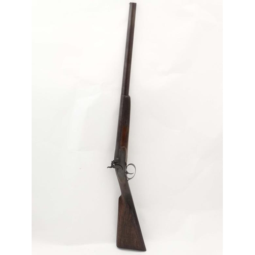 566 - Shotgun : A Rowntree 6 Bore single barrel Percussion Muzzleloading Hammergun , having a 25 3/4'' bla... 