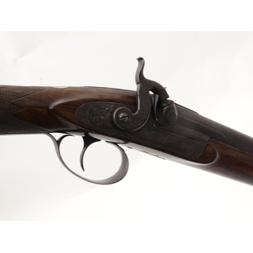 566 - Shotgun : A Rowntree 6 Bore single barrel Percussion Muzzleloading Hammergun , having a 25 3/4'' bla... 