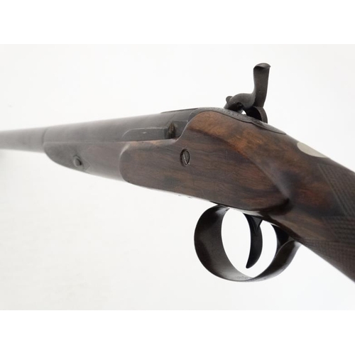 566 - Shotgun : A Rowntree 6 Bore single barrel Percussion Muzzleloading Hammergun , having a 25 3/4'' bla... 