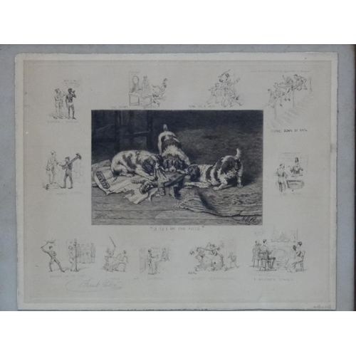 91 - Frank Paton , (1856-1909) A collage of Cartoon etchings derived from Racing terms with a central one... 