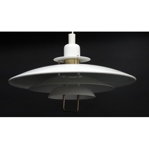 100 - Vintage Retro :   A Danish Pendant Rise and Fall ceiling light having white livery , measuring 18 ''... 