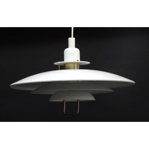 100 - Vintage Retro :   A Danish Pendant Rise and Fall ceiling light having white livery , measuring 18 ''... 