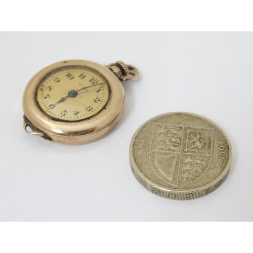 1007 - American early Wristwatch : a 'B & B' gold plated fob watch conversion to an early wristwatch ( lugs... 