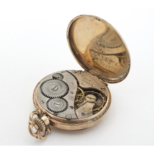 1007 - American early Wristwatch : a 'B & B' gold plated fob watch conversion to an early wristwatch ( lugs... 