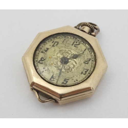 1010 - American early Wristwatch : an ' Illinois Watch Case Co. Elgin... 'gold plated octagonal fob watch c... 