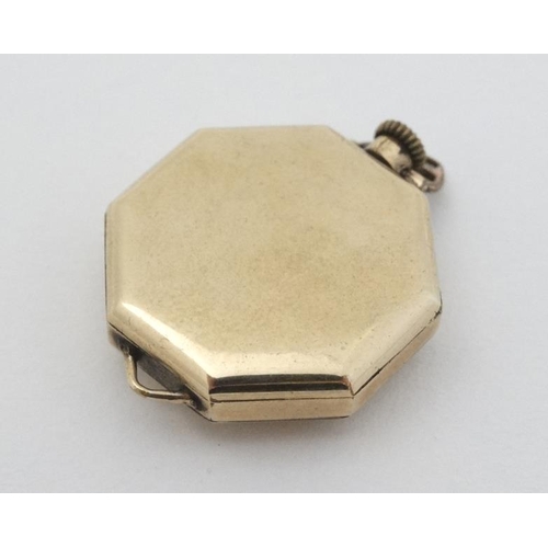 1010 - American early Wristwatch : an ' Illinois Watch Case Co. Elgin... 'gold plated octagonal fob watch c... 