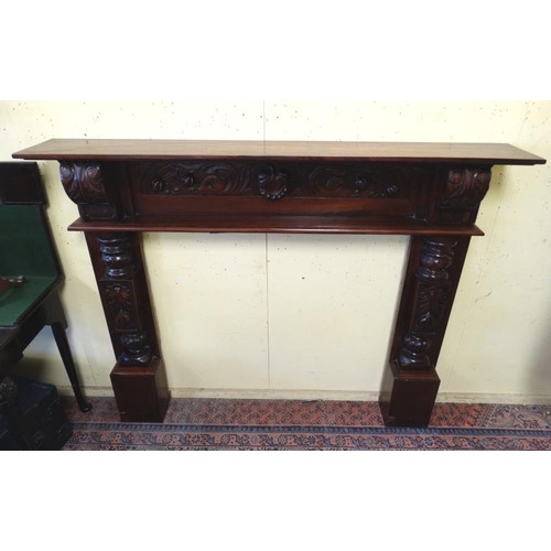 1029 - A stained mahogany fire surround 56'' x 48 1/2'' high x, the top 8 3/4'' deep