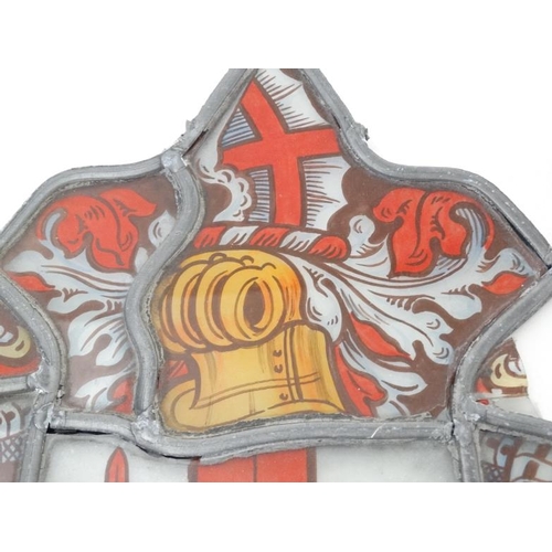 1033 - An Armorial Stained glass section bearing crest and titled 'City of London' with lead came. Approx 1... 