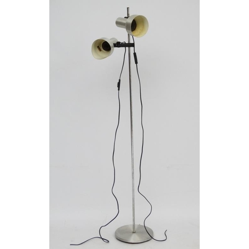 104 - Vintage Retro : a Danish designed Belysning aluminium twin lamp multi directional spot lamp / standa... 