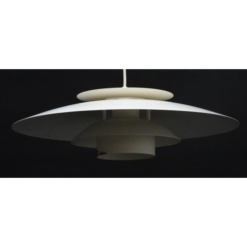 106 - Vintage Retro : A Danish Pendant ceiling light in the PH style having  white livery , measuring 19''... 