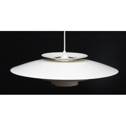 106 - Vintage Retro : A Danish Pendant ceiling light in the PH style having  white livery , measuring 19''... 