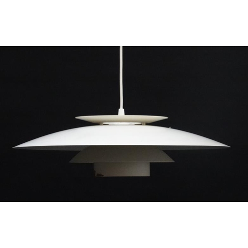 106 - Vintage Retro : A Danish Pendant ceiling light in the PH style having  white livery , measuring 19''... 