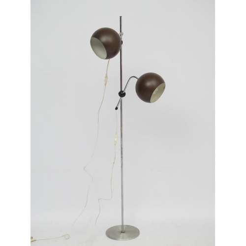 110 - Vintage Retro :  a Danish designed brown spherical aluminium twin lamp multi directional spot lamp /... 