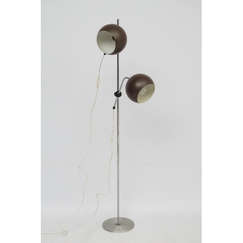 110 - Vintage Retro :  a Danish designed brown spherical aluminium twin lamp multi directional spot lamp /... 