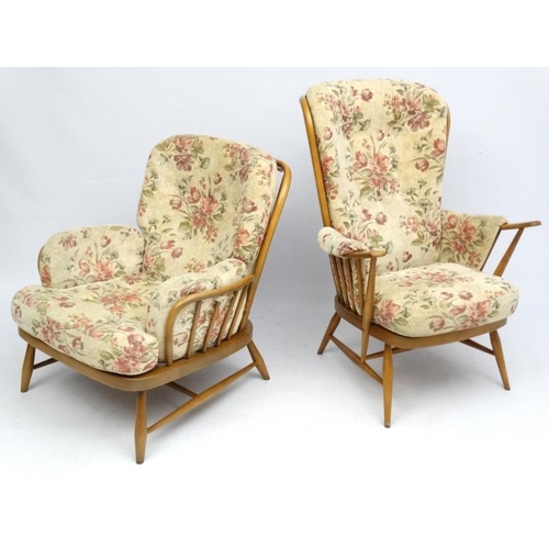 115 - Vintage Retro :  a British made suite by Ercol suit ( 2 seater Sofa+ 2 chairs , his and hers ) , Erc... 