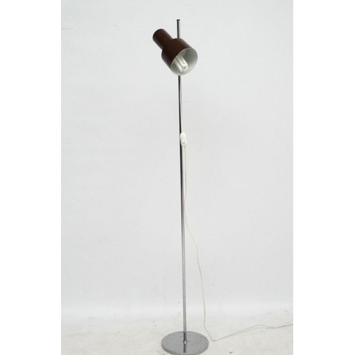 118 - Vintage Retro : a Danish Standard / Spot lamp having a single shade and standing 55'' high .