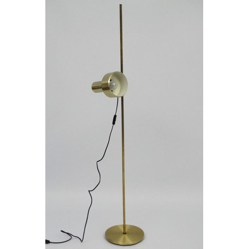 122 - Vintage Retro : a Danish TS Belysning ( labelled) adjustable Standard / Spot  Lamp with brushed bron... 