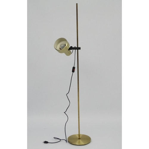 122 - Vintage Retro : a Danish TS Belysning ( labelled) adjustable Standard / Spot  Lamp with brushed bron... 