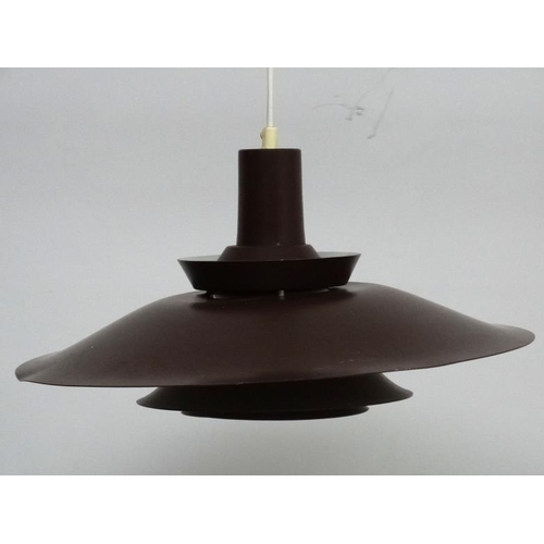 123 - Vintage Retro :a Danish Pendant light in brown livery probably by Fog and Morup, 19'' diameter.